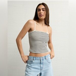 Aerie Black and White Striped Camisole
